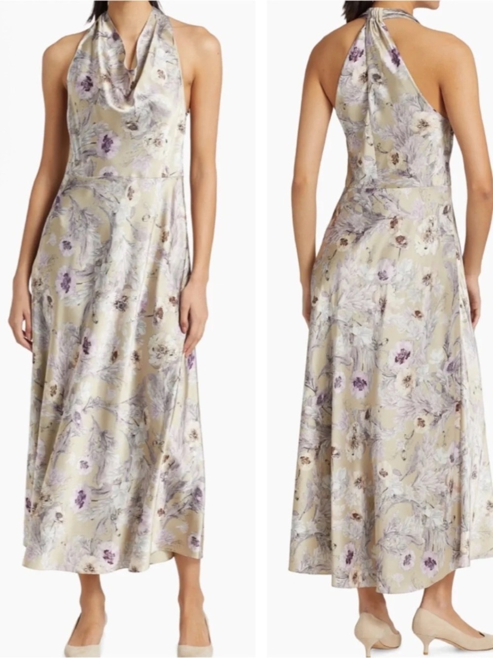 Vince Silk Floral Halter Maxi Dress 10